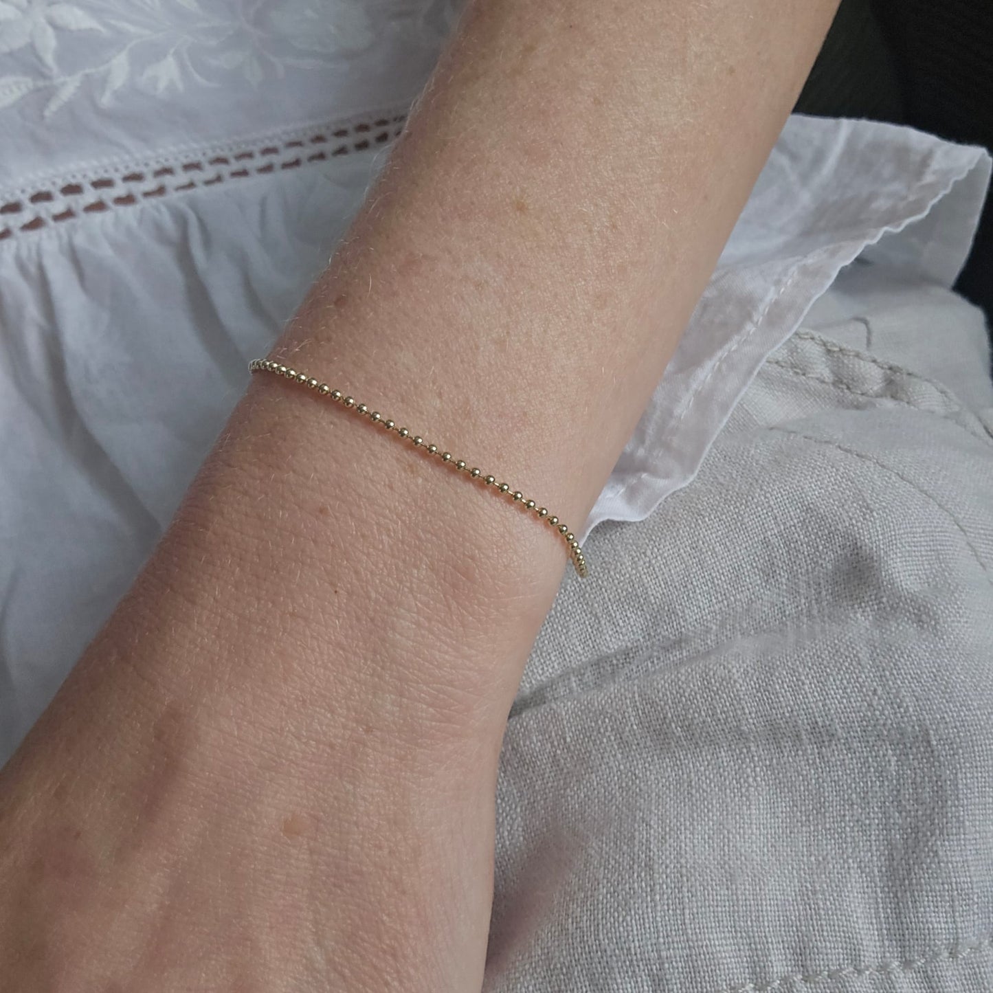 14K Yellow Gold Ball Chain Bracelet (1.5mm)