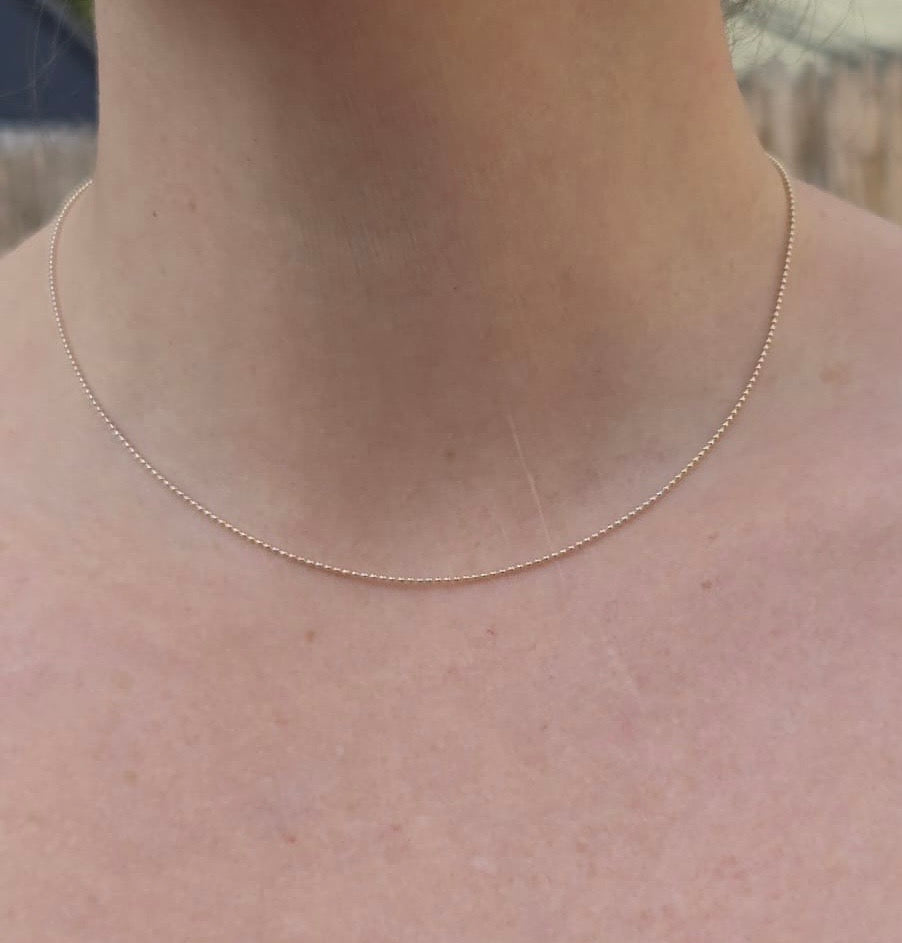 14K Yellow Gold 1mm Micro Ball Chain Necklace