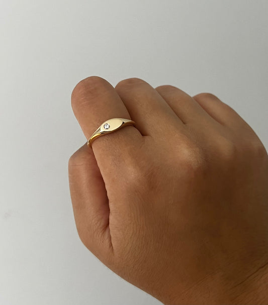 Diamond Solid Oval Signet