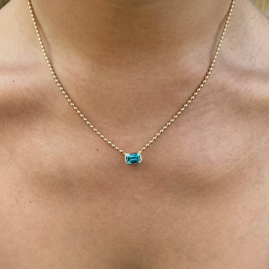 Ocean Sparkle Blue Zircon Necklace, 18”