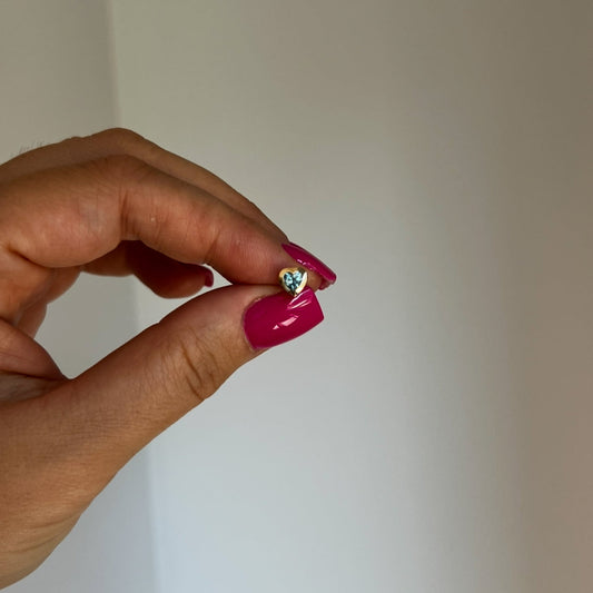 14K Yellow Gold Tourmaline Heart Single Stud