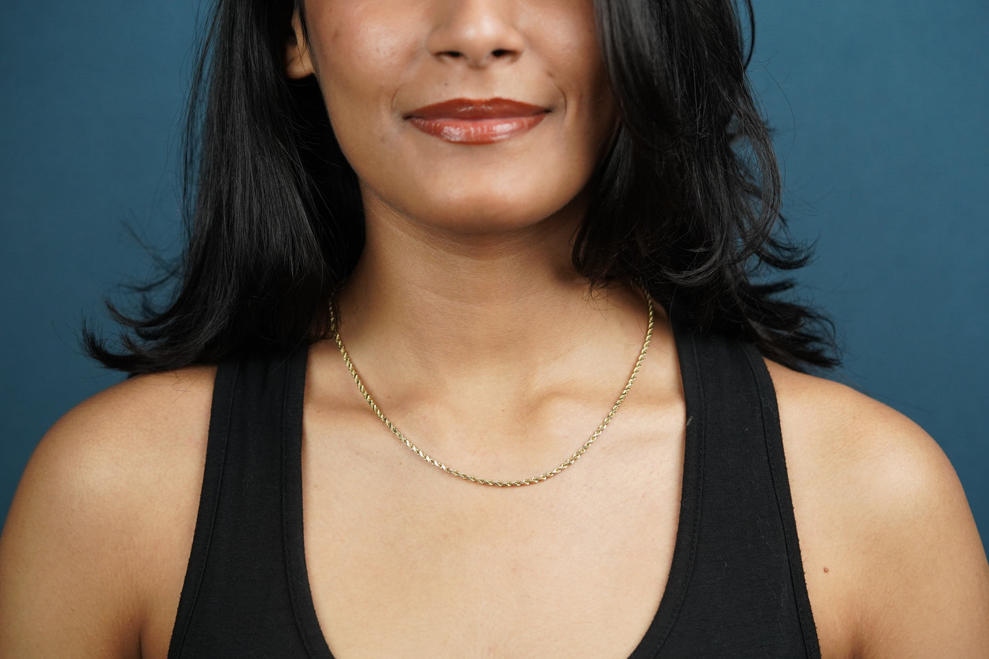 14K Gold Rope Chain (18 inches long, 2.2mm wide)