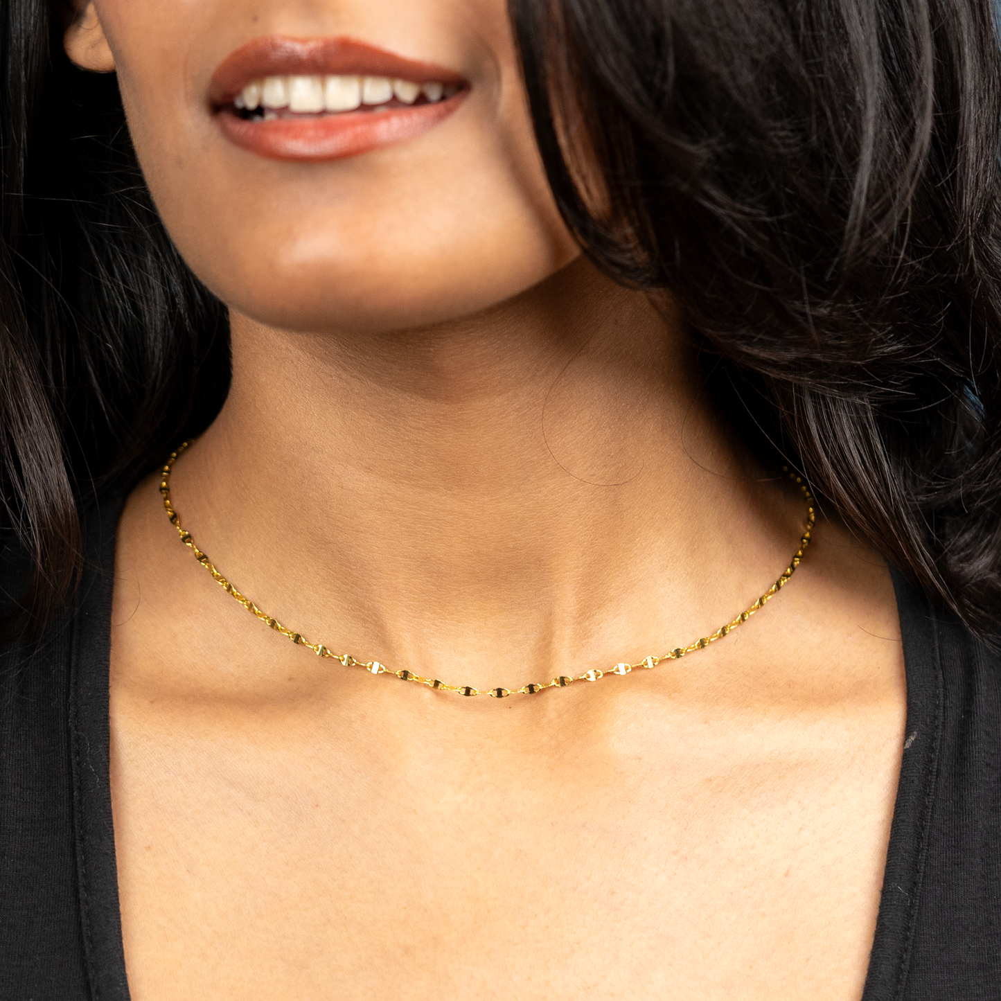 14K Yellow Gold Tinsel Chain Necklace