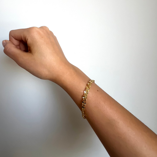 14K Gold Three Strand Tinsel Bracelet