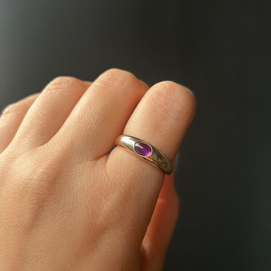 14K Gold Amethyst Bubble Band