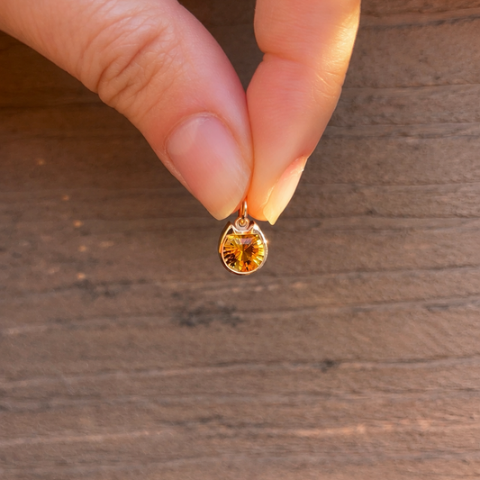 Light Orange Tourmaline Cat Pendant in 14K Gold