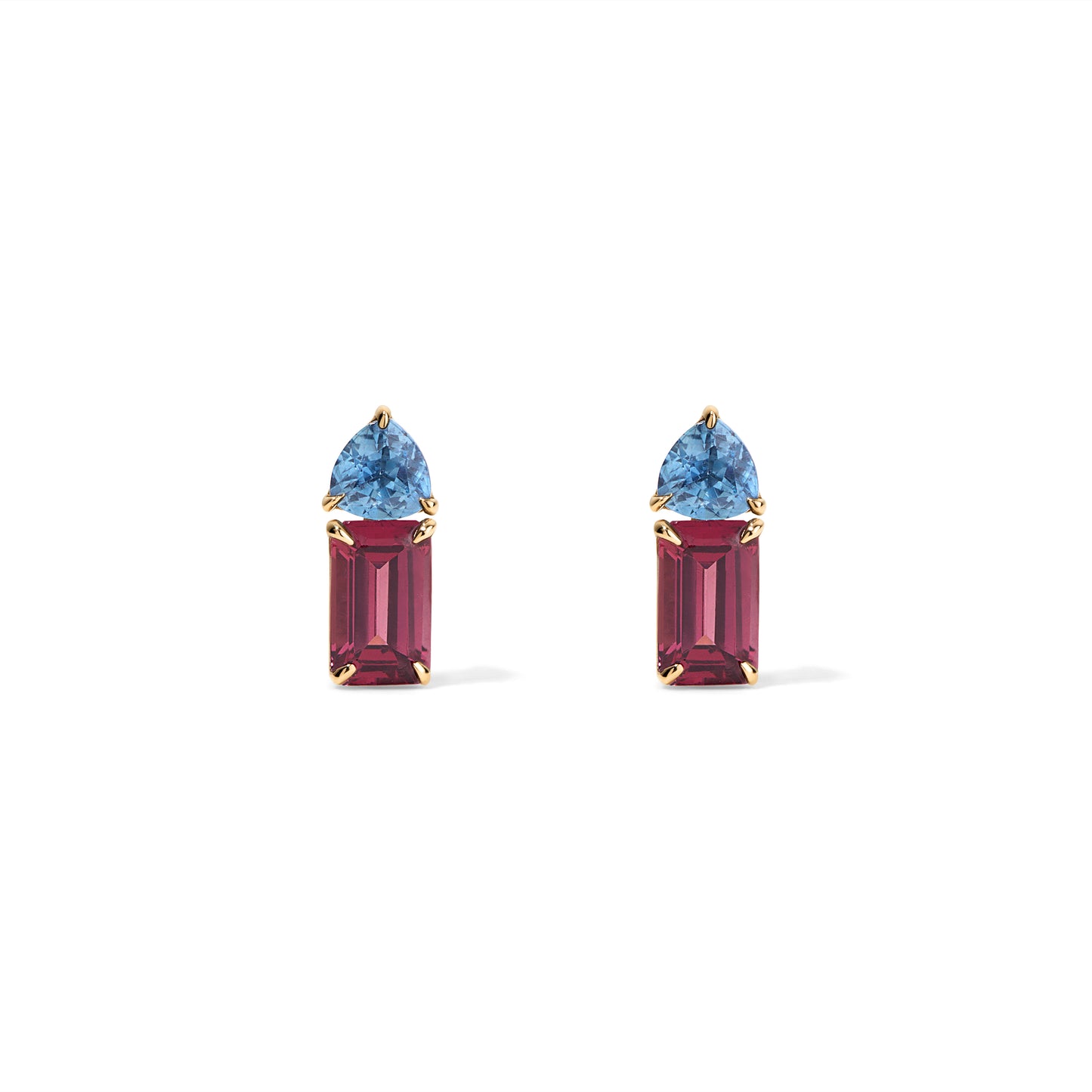 Vivid Tourmaline and Garnet Small Stud Earrings