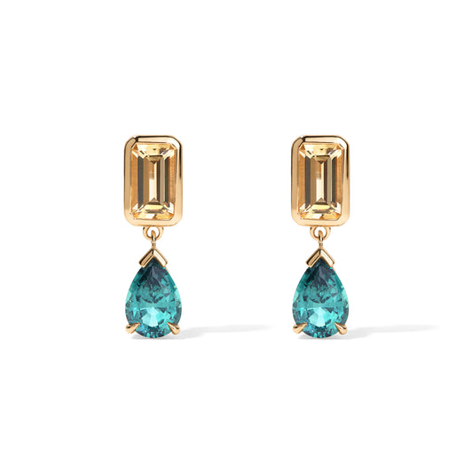 Lagoon Tourmaline and Imperial Topaz Drop Earrings