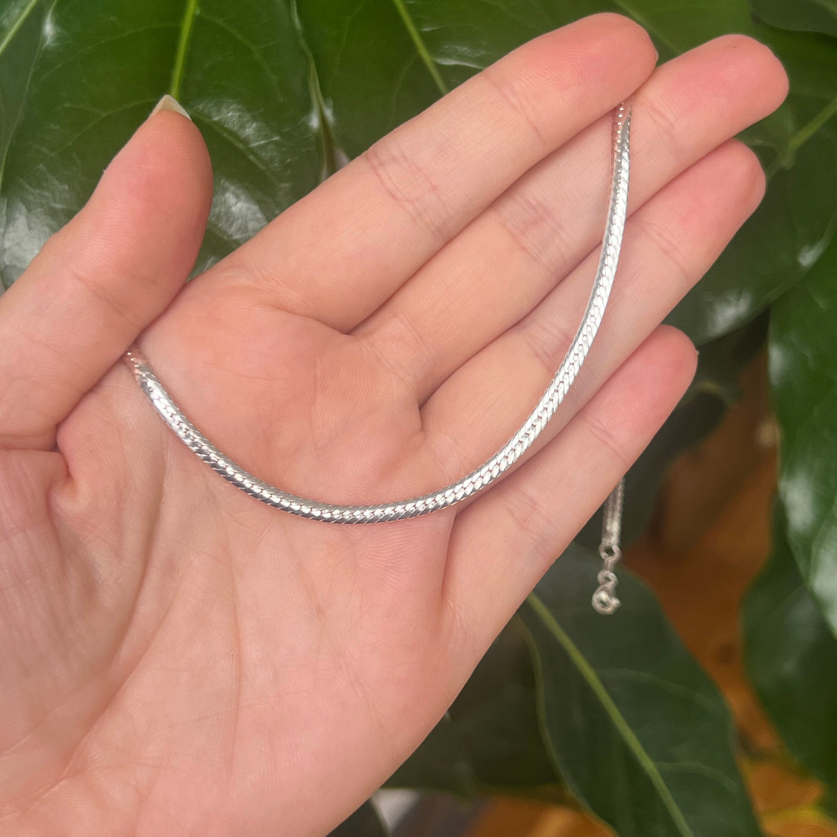 Sterling Silver Rounded Herringbone Chain (3mm)