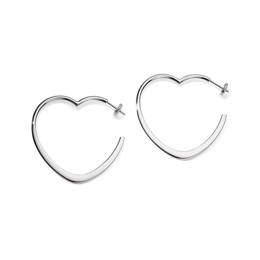 Recycled Silver Heart Hoop Earrings