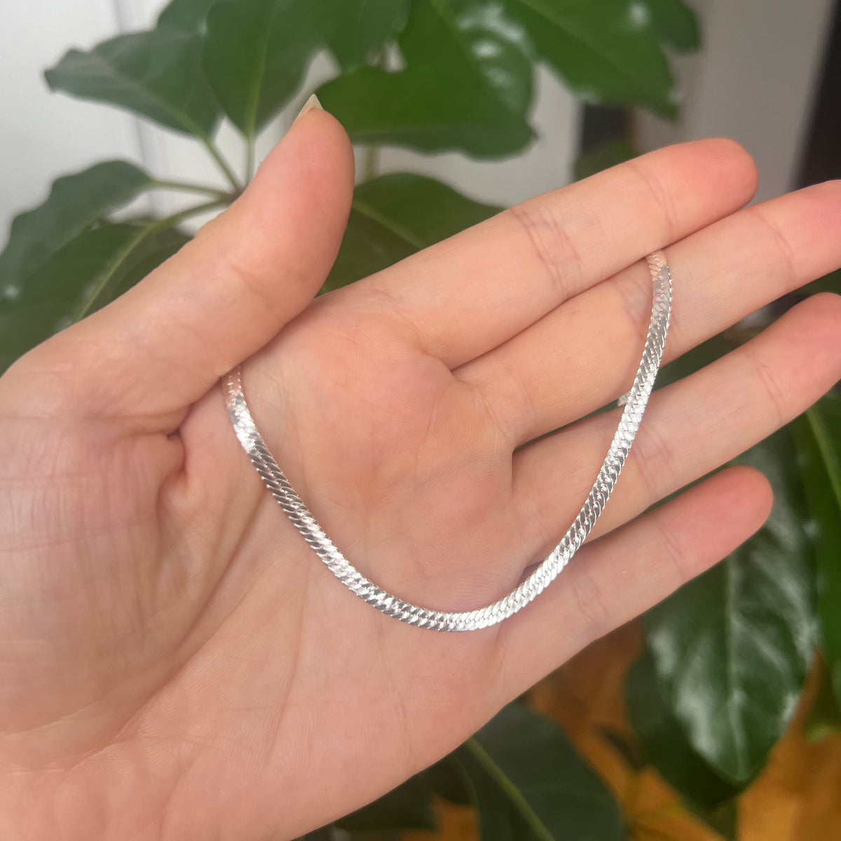 Sterling Silver Flat Herringbone Chain (3mm)