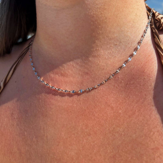 14K White Gold Tinsel Chain Necklace