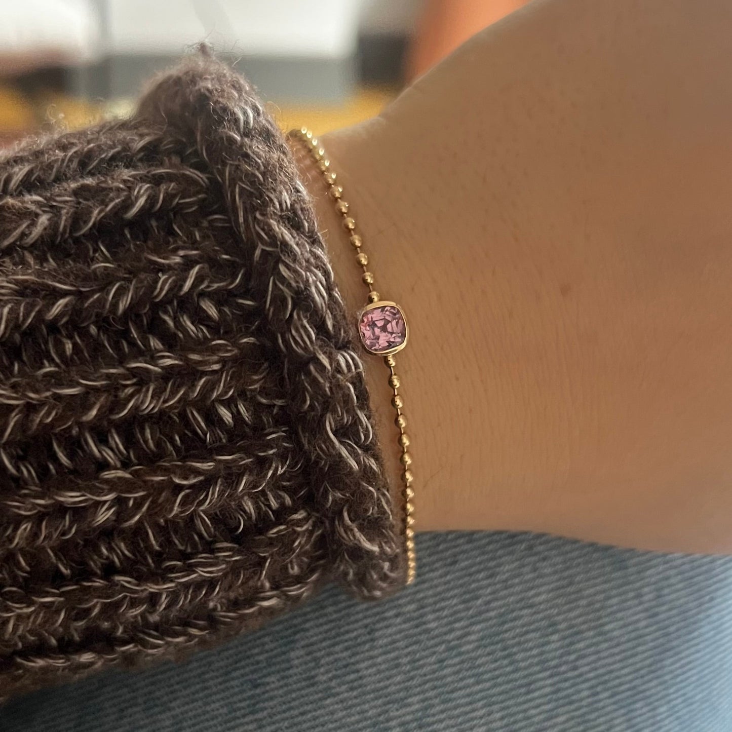Malaya Garnet Ball Chain Bracelet (Customizable Length)