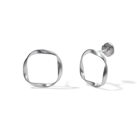 Recycled Silver Open Stud Earrings