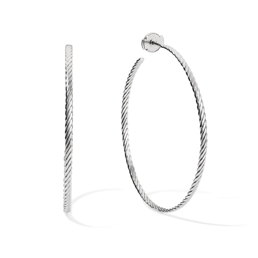 Recycled Silver Twisted Hoop Earrings