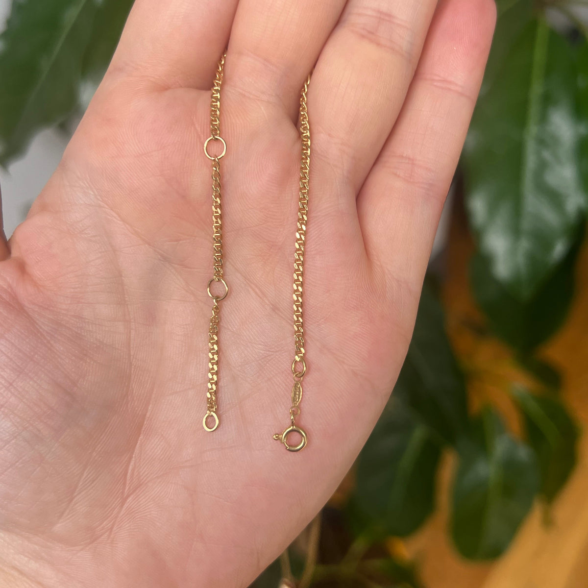 18K Gold Flat Mariner Chain with Mauve/Pink Tourmaline, 24"