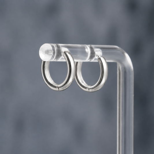 14K White Gold Hug Me Hoops