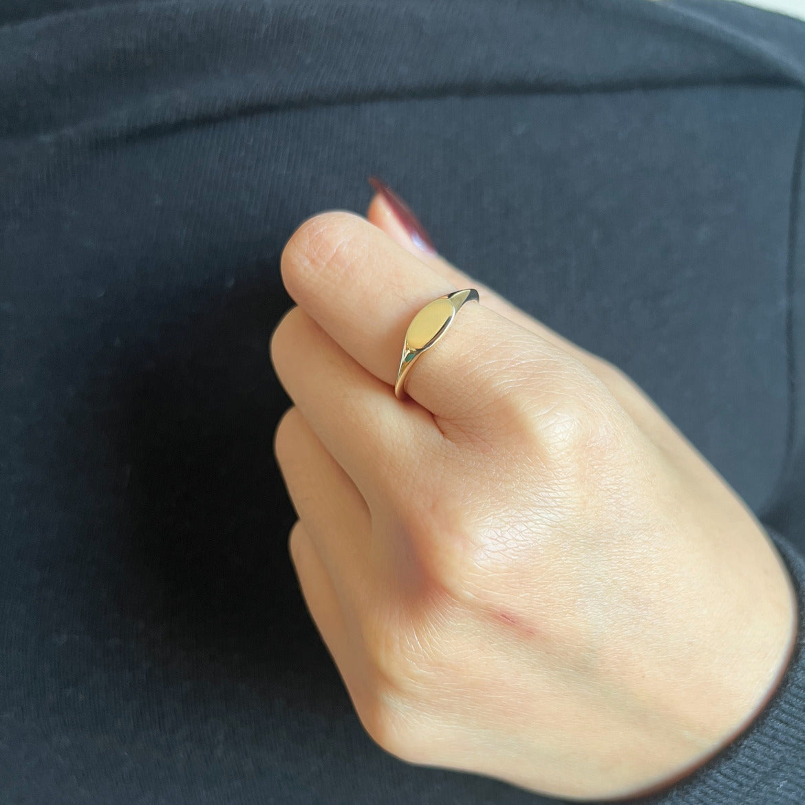 Recycled 14K Yellow Gold: Solid Oval Signet Ring