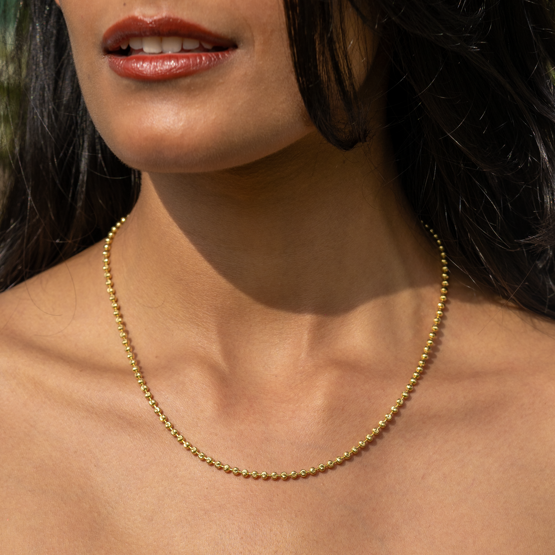 14K Gold Diamond Cut Ball Chain 18 inches long 2.8mm wide