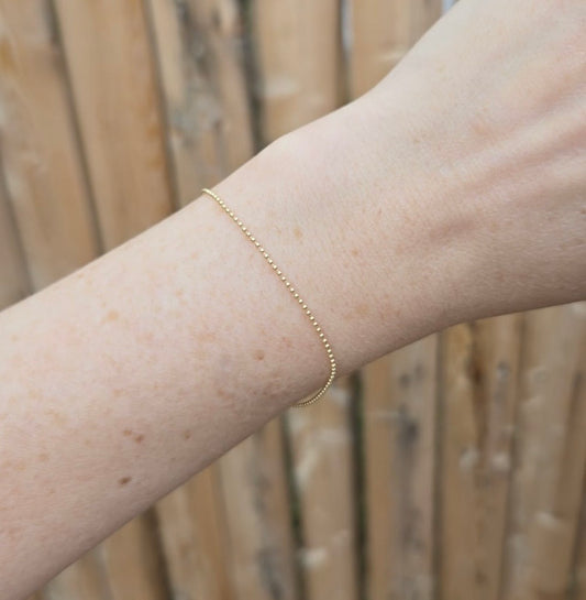 14K Yellow Gold 1mm Micro Ball Chain Bracelet