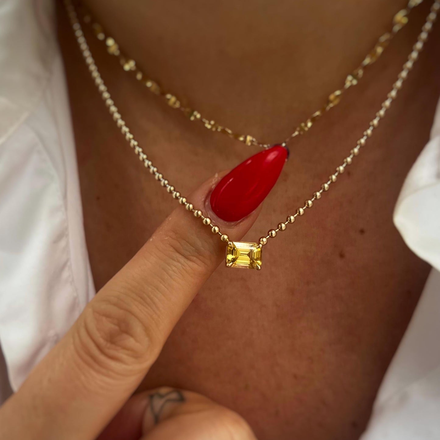 Honey Lemon Sapphire Ball Chain Necklace