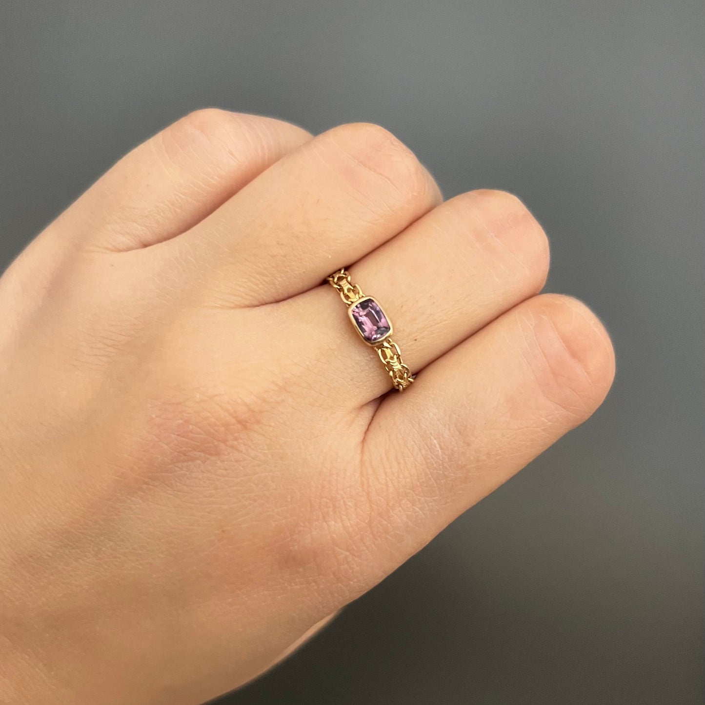 Purple Spinel Chain Ring [Size Adjustable]