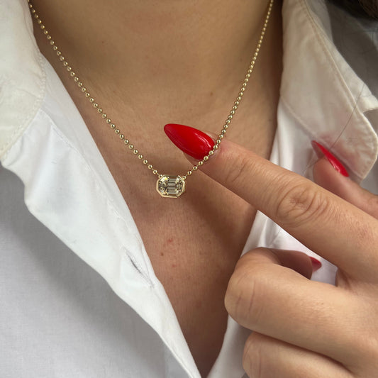 Champagne Zircon Ball Chain Necklace