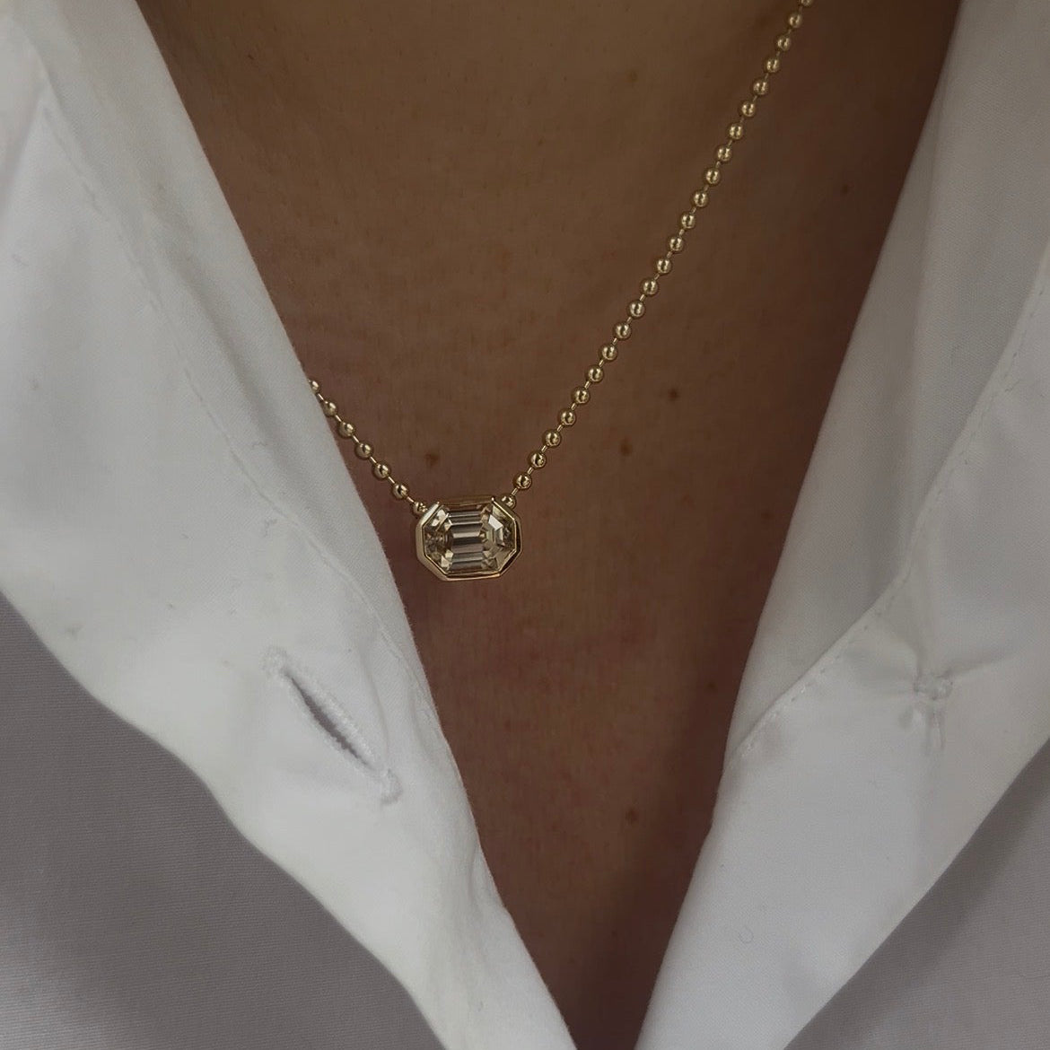 Champagne Zircon Ball Chain Necklace