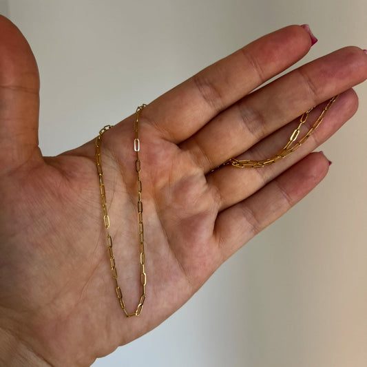 14K Yellow Gold 2mm Paperclip Chain, 18"