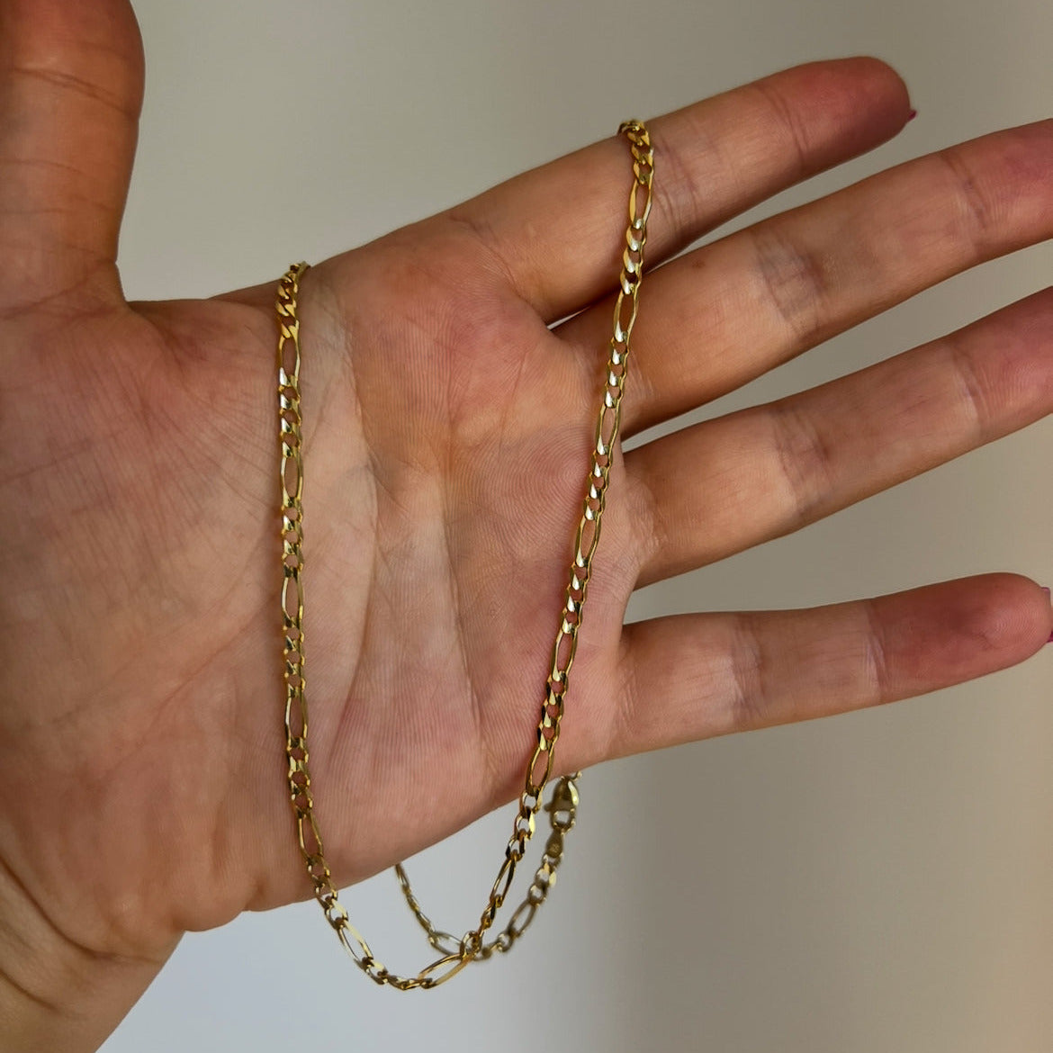 14K Yellow Gold 3mm Figaro Chain, 20"