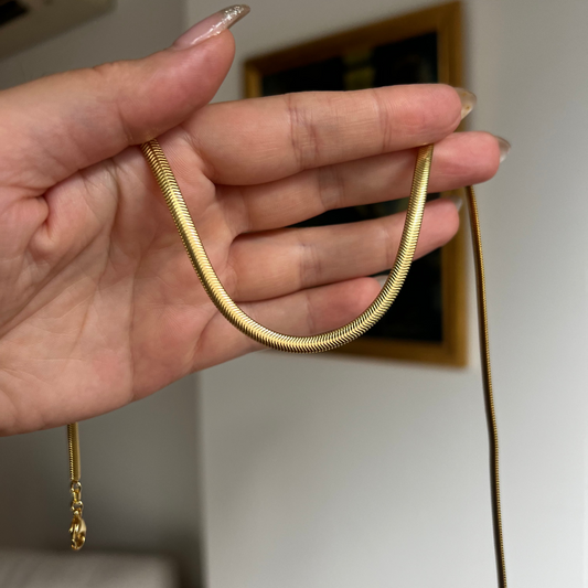 14K Yellow Gold Thick Herringbone Chain, 4.2mm Wide