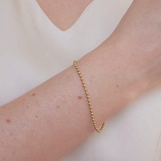 Recycled 14K Yellow Gold Ball Chain Bracelet (2mm)