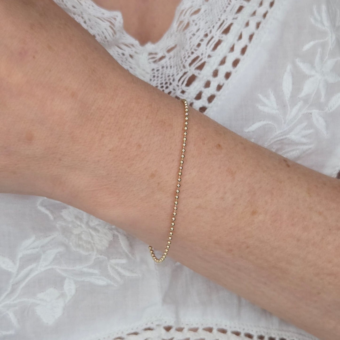 14K Yellow Gold Ball Chain Bracelet (1.5mm)