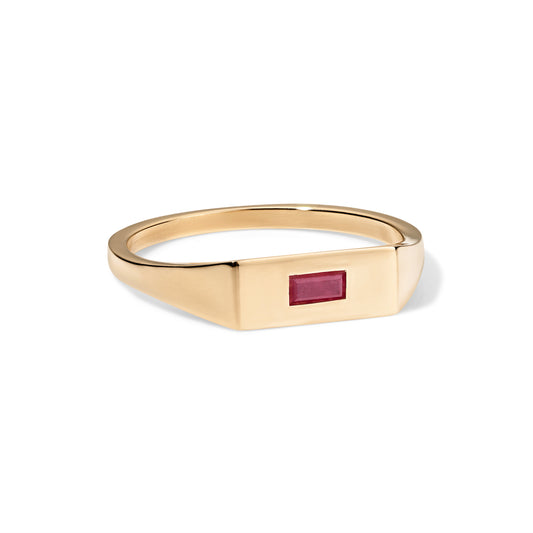 14K Gold Ruby Namecard Signet Ring
